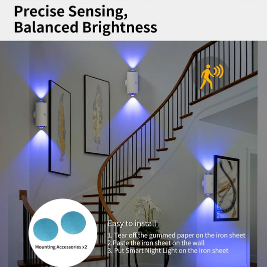 4PCS Color-sensing Motion Night Lights, Wall Lights, Cabinet Lights, Decorative Lights, With Three Lighting Modes, Available In Multiple Colors, Featuring Magnetic Installation